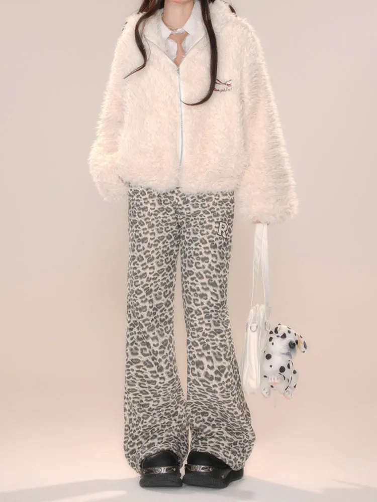 American-Style Leopard Print Fall Winter Casual Pants