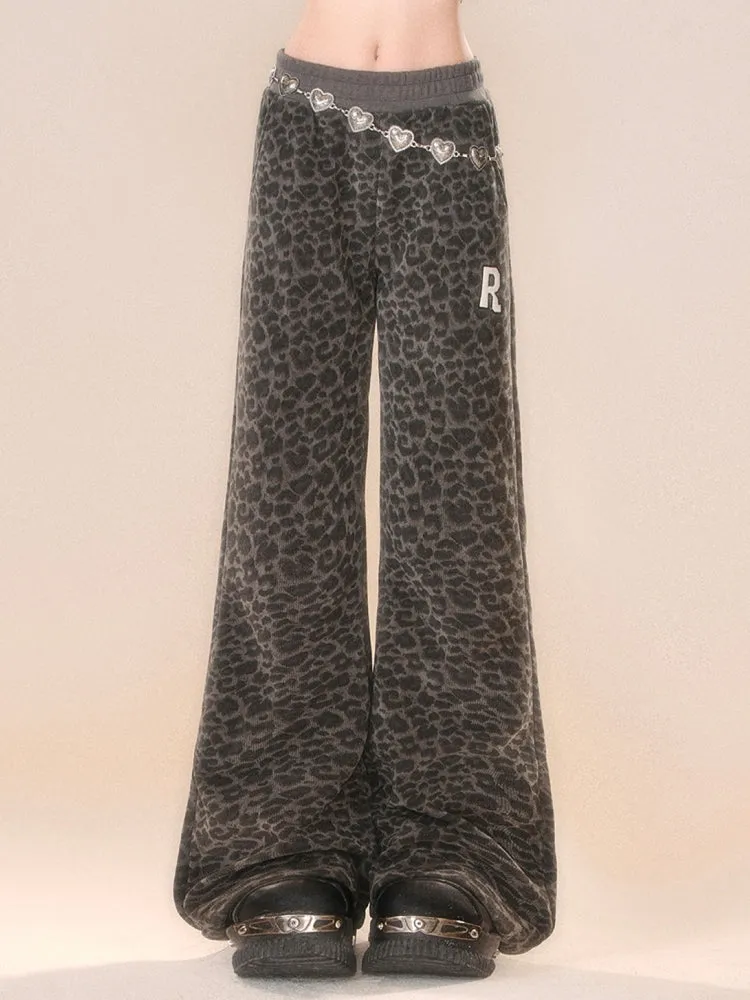 American-Style Leopard Print Fall Winter Casual Pants