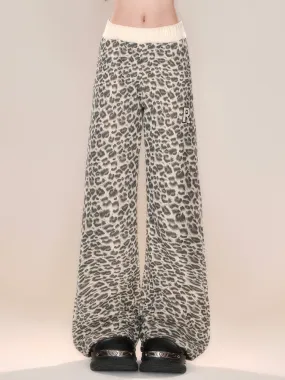American-Style Leopard Print Fall Winter Casual Pants