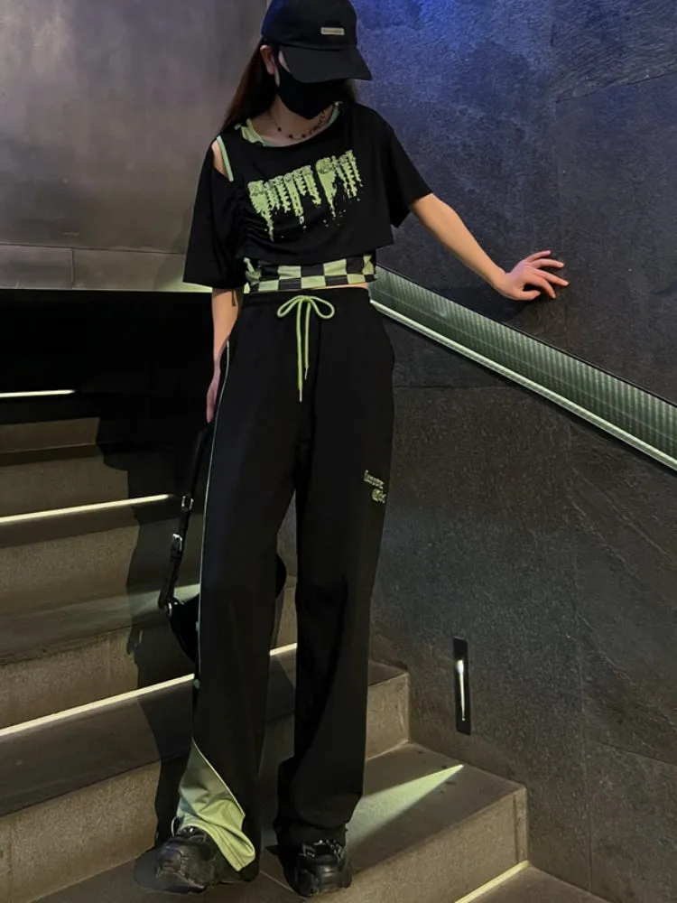 Black and Green Gradient Summer Casual Pants