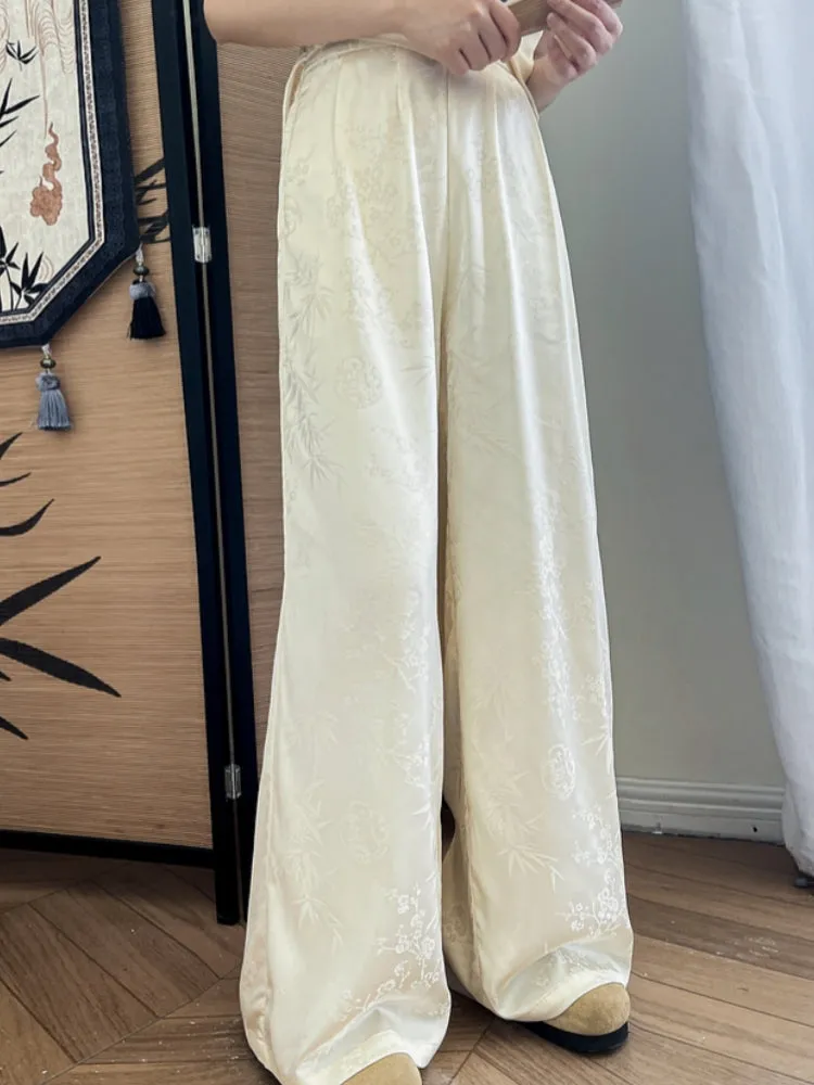 Chinese Style Jacquard Pattern Casual Pants