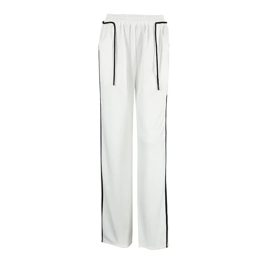 Drawstring Contrast Color Women Casual Pants All Match High Grade Striped Contrast Color Sweatpants for Women