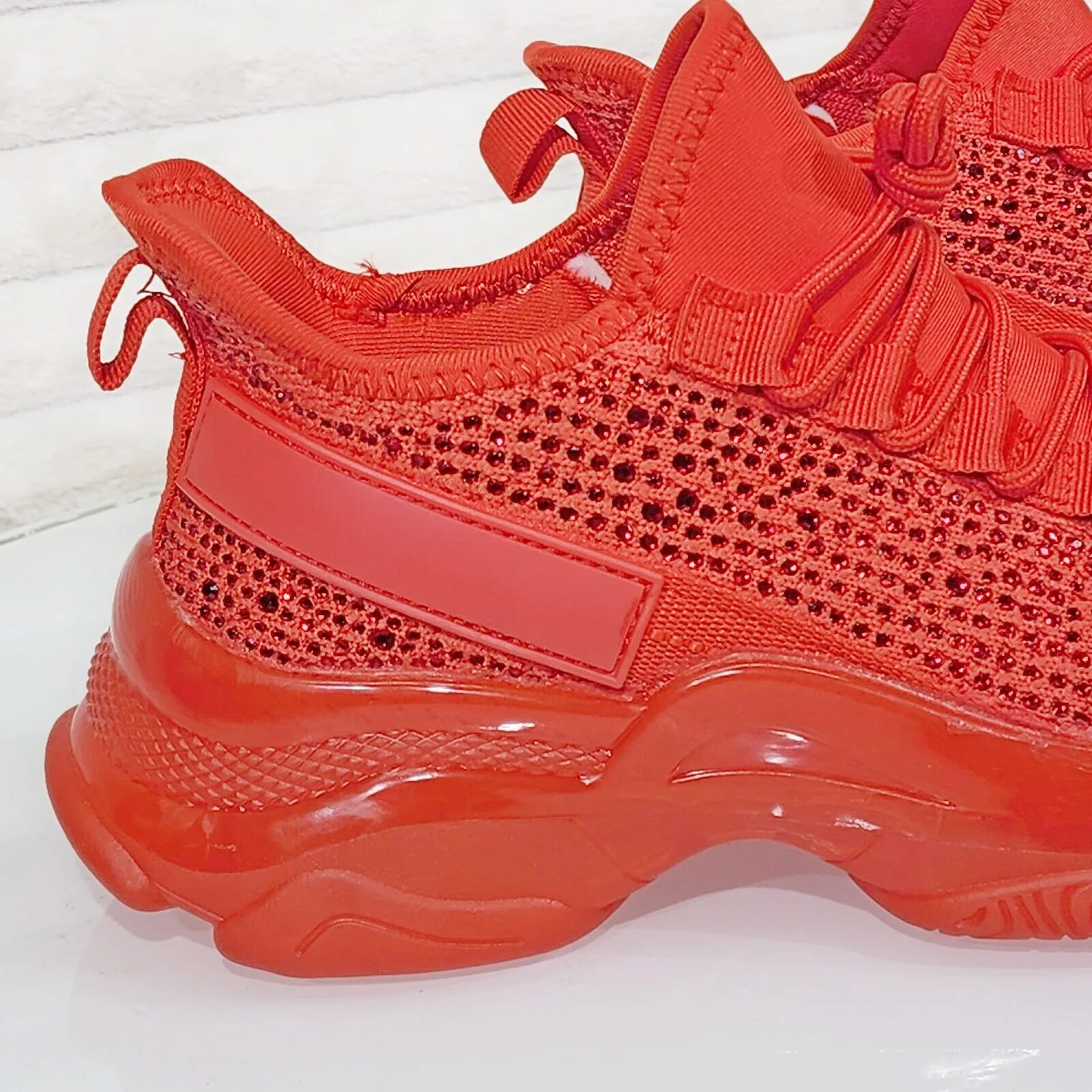 Frey Red Jelly Sole Slip On Pull Tie Comfy Running Shoes Sneakers