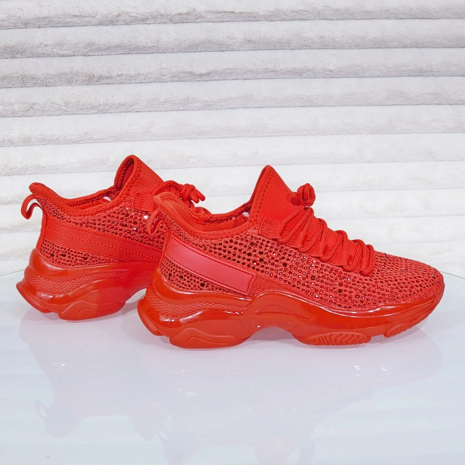 Frey Red Jelly Sole Slip On Pull Tie Comfy Running Shoes Sneakers