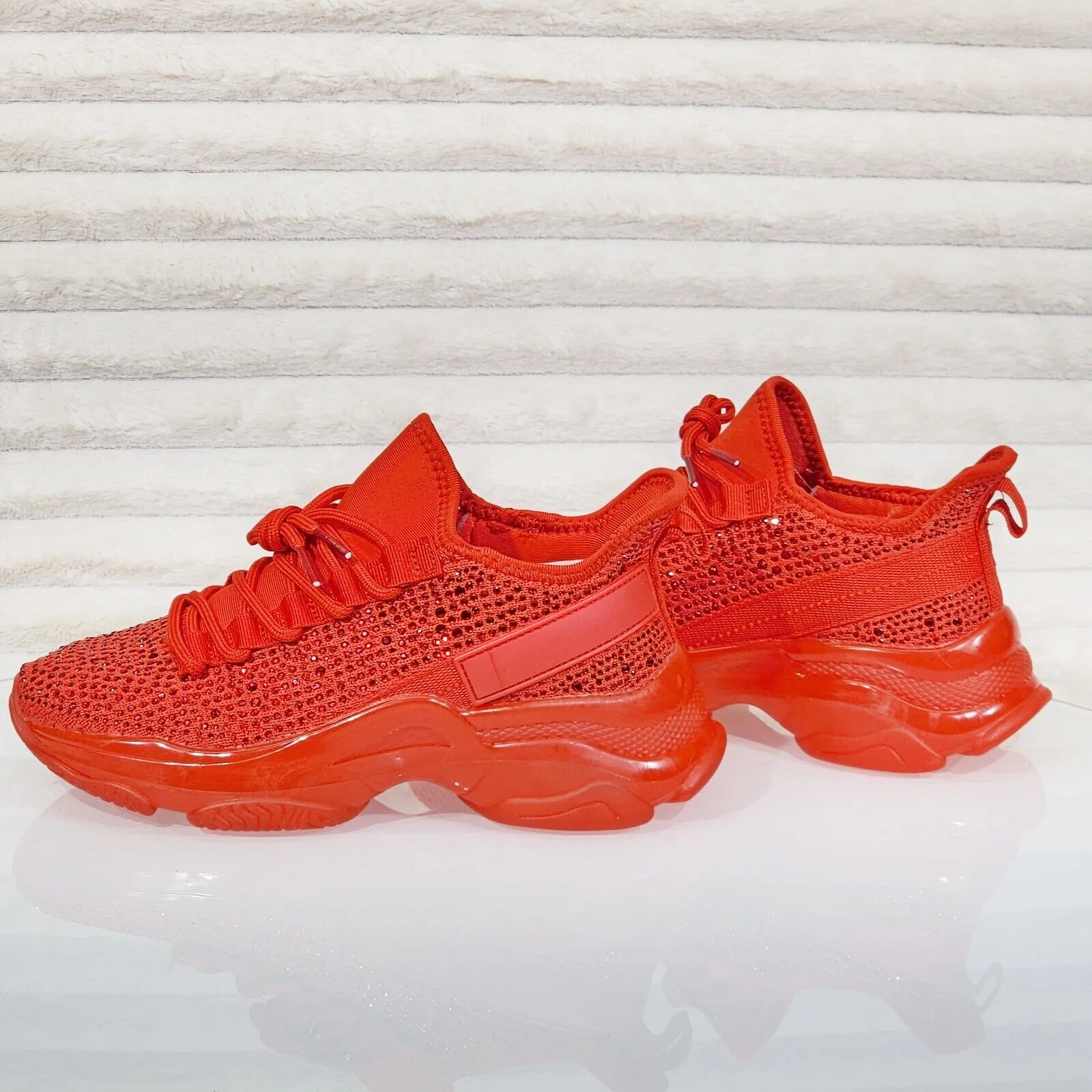 Frey Red Jelly Sole Slip On Pull Tie Comfy Running Shoes Sneakers