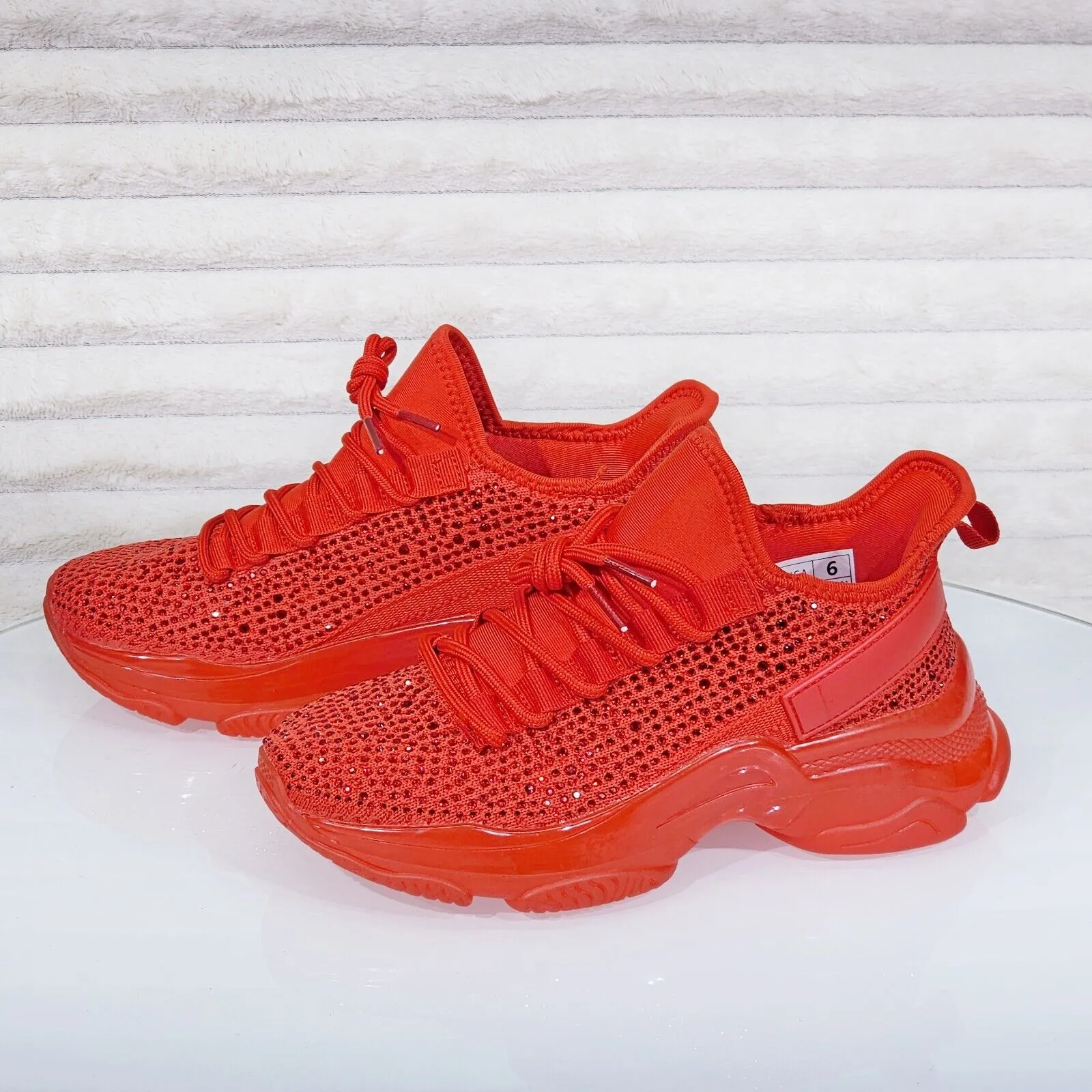 Frey Red Jelly Sole Slip On Pull Tie Comfy Running Shoes Sneakers
