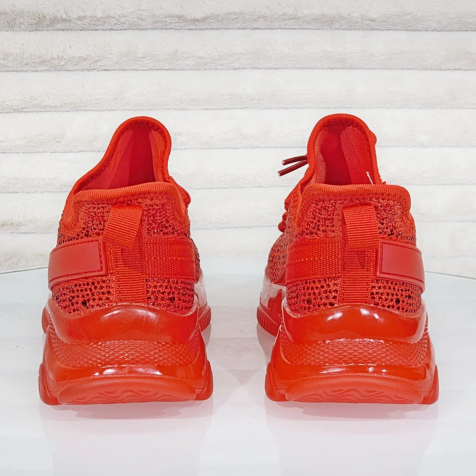 Frey Red Jelly Sole Slip On Pull Tie Comfy Running Shoes Sneakers