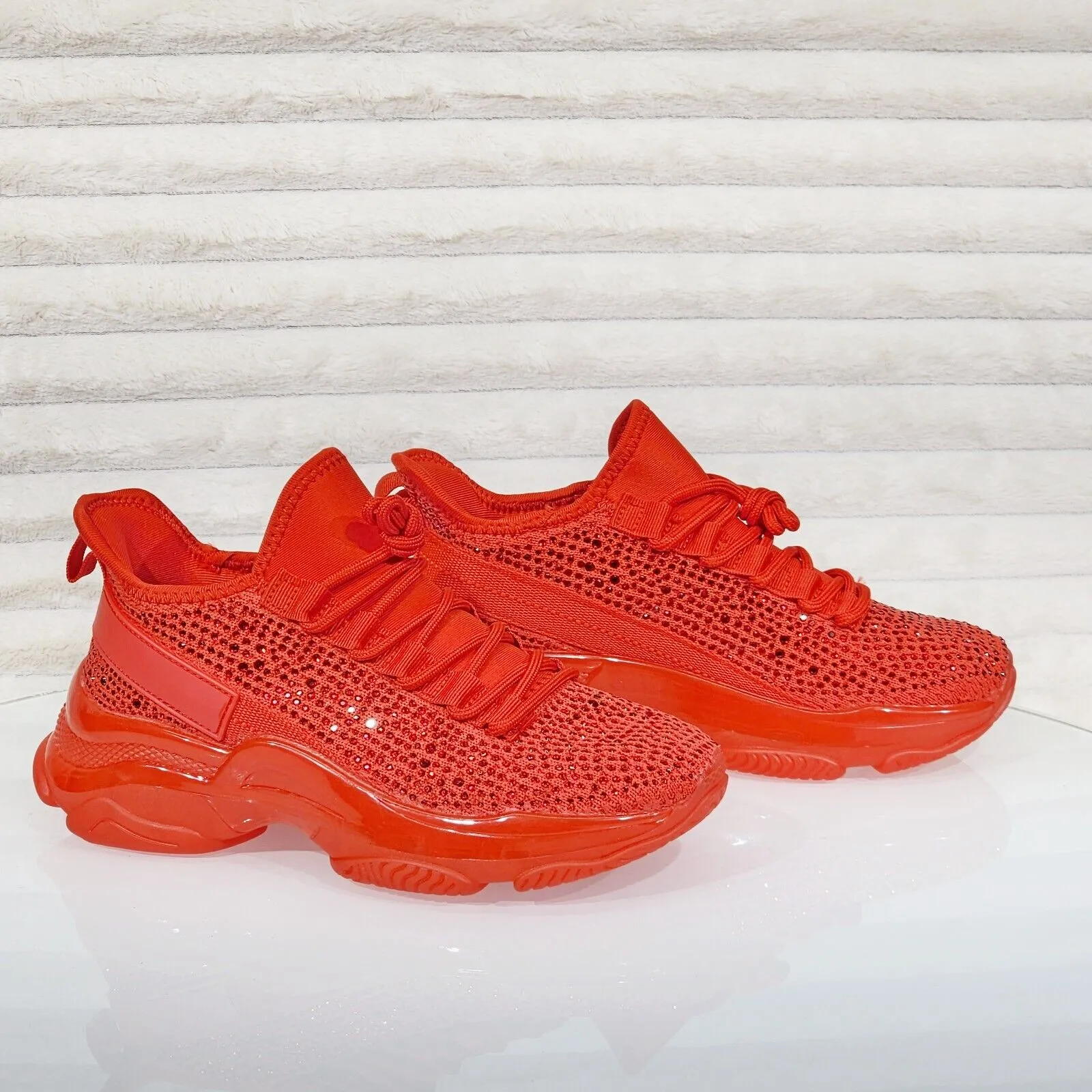 Frey Red Jelly Sole Slip On Pull Tie Comfy Running Shoes Sneakers
