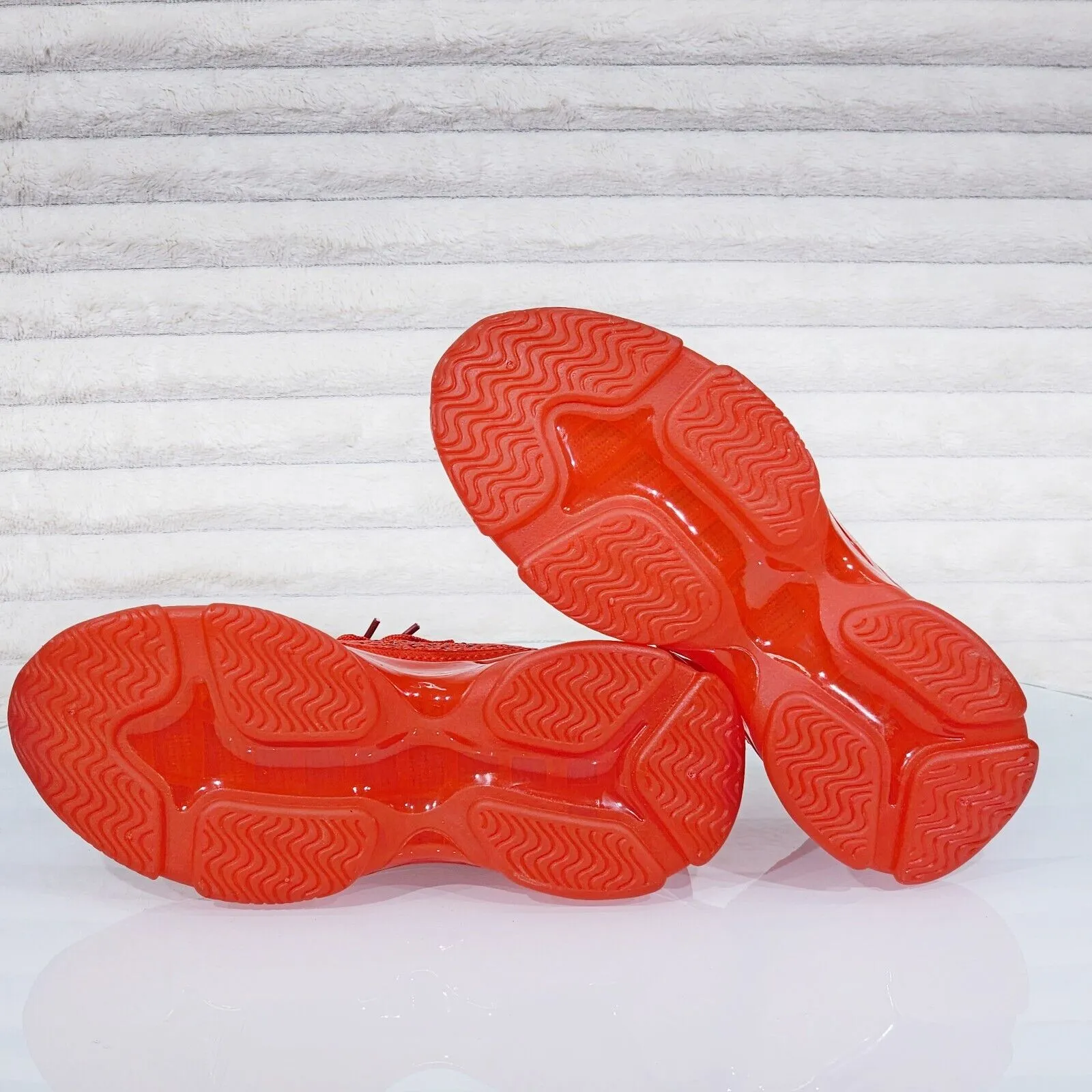 Frey Red Jelly Sole Slip On Pull Tie Comfy Running Shoes Sneakers