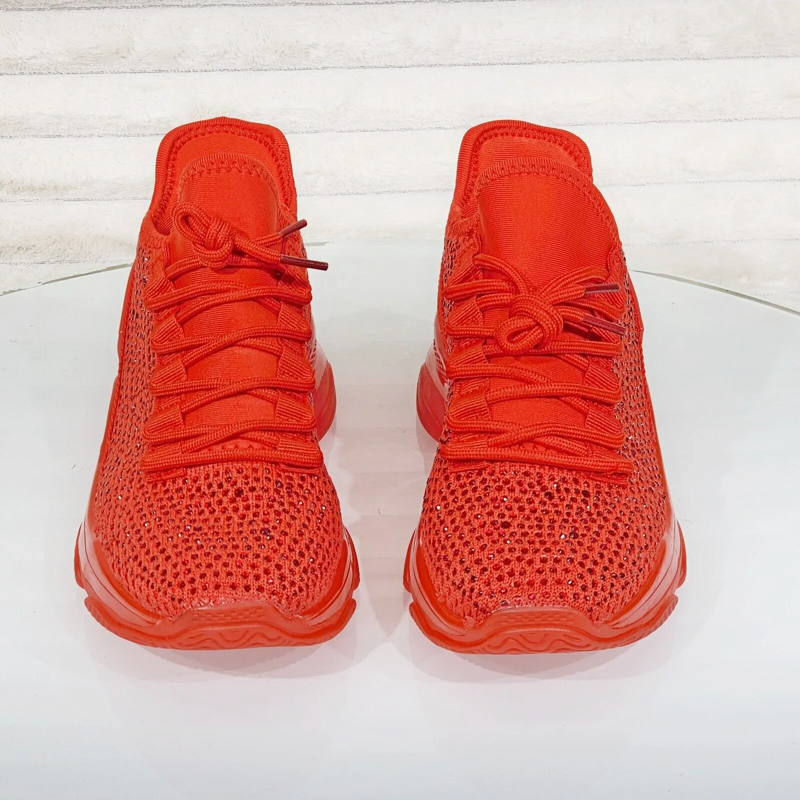 Frey Red Jelly Sole Slip On Pull Tie Comfy Running Shoes Sneakers