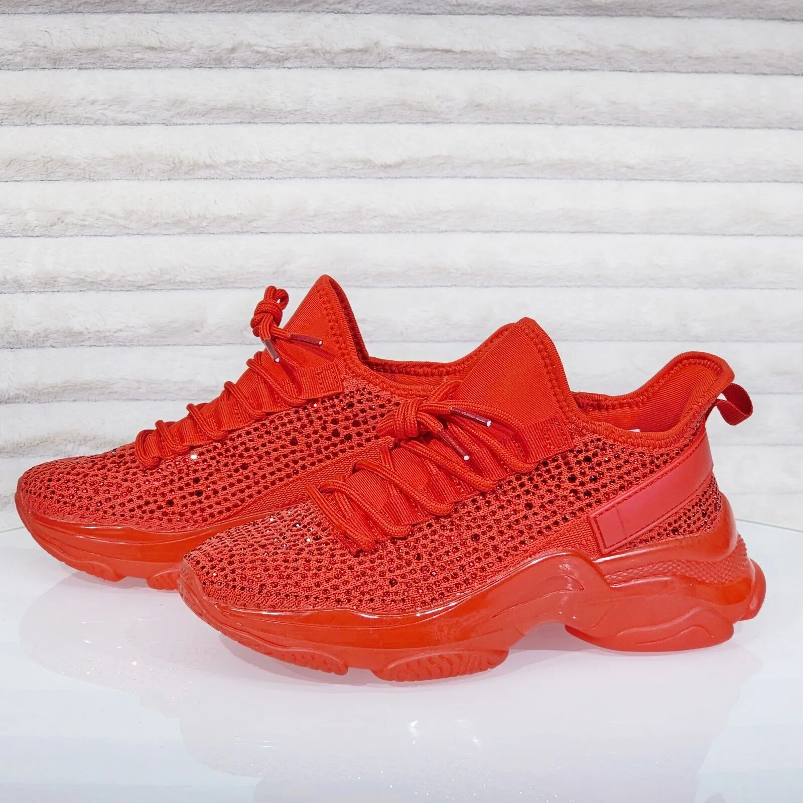Frey Red Jelly Sole Slip On Pull Tie Comfy Running Shoes Sneakers
