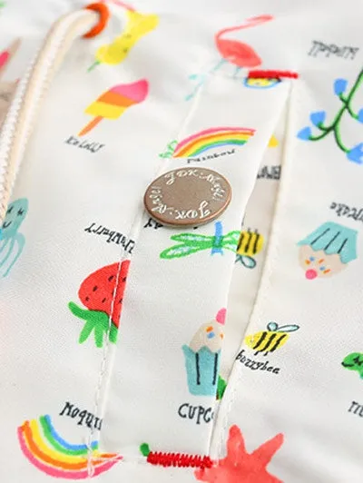 Girls Hooded Cartoon Fruit Print Jacket