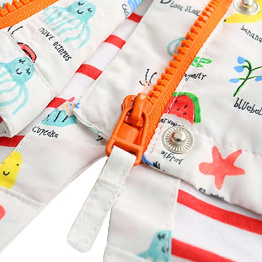 Girls Hooded Cartoon Fruit Print Jacket