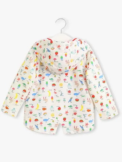Girls Hooded Cartoon Fruit Print Jacket