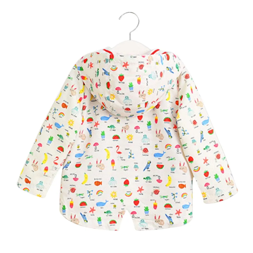 Girls Hooded Cartoon Fruit Print Jacket