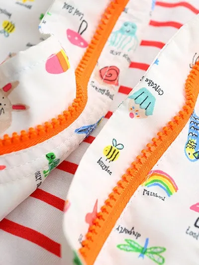 Girls Hooded Cartoon Fruit Print Jacket
