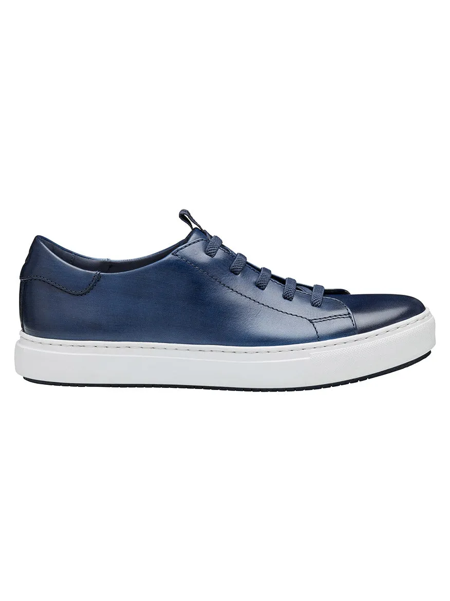 J & M Collection Anson Lace-to-Toe in Navy Hand-Stained Calfskin