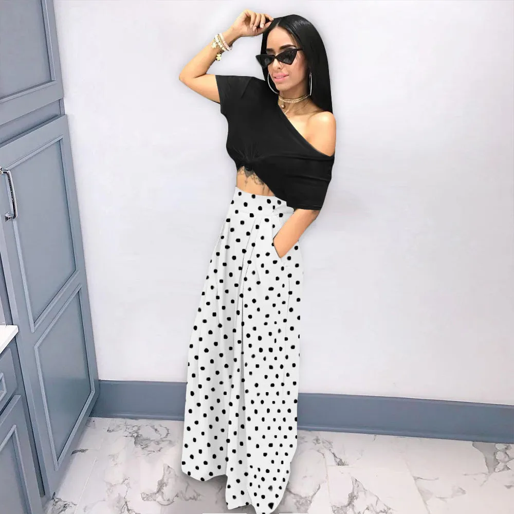 Personality Houndstooth Printed Flared Pants Wide Leg Casual Pants Autumn Winter Wide Leg Pants Plus Size