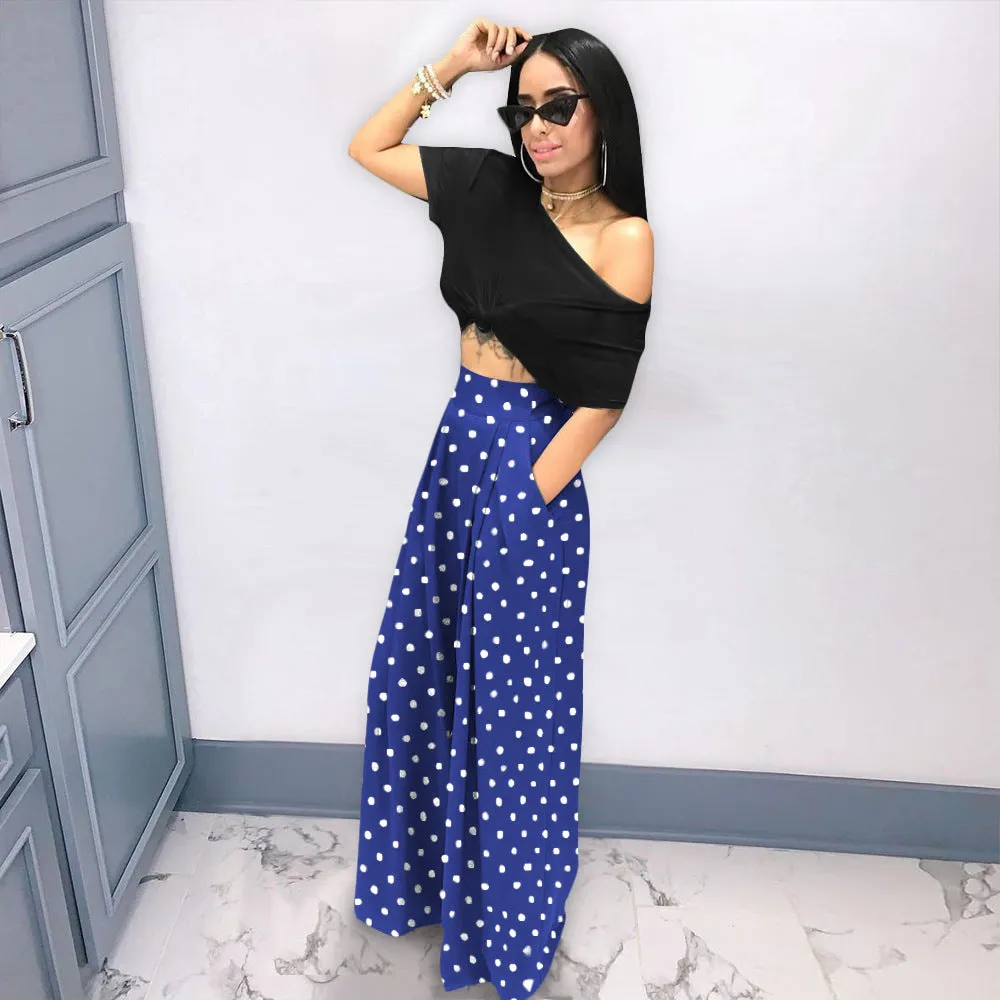 Personality Houndstooth Printed Flared Pants Wide Leg Casual Pants Autumn Winter Wide Leg Pants Plus Size
