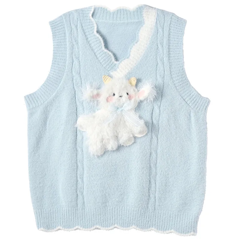 Playful Cute Bear Checkered Straight-Leg Casual Pants for Spring