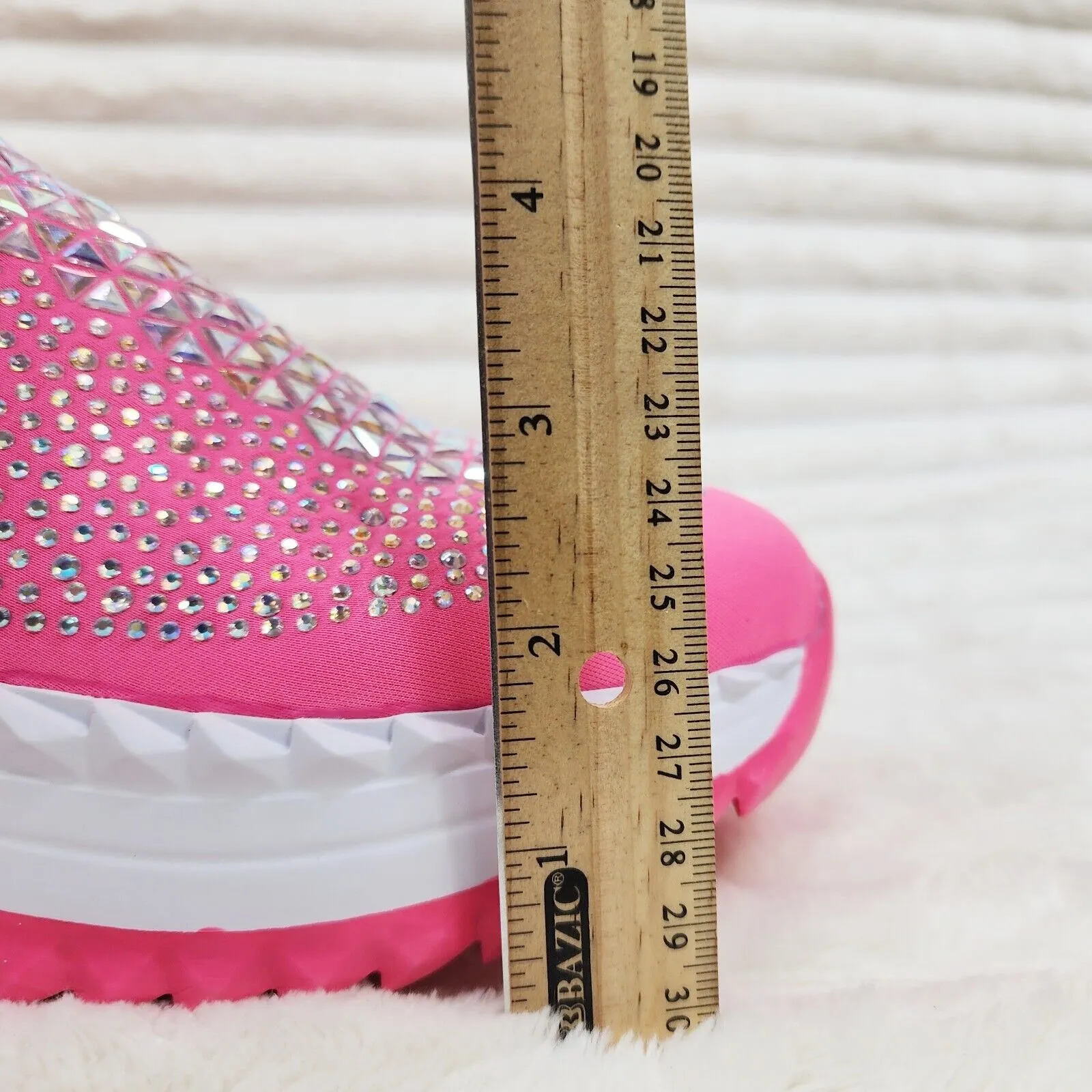 Presto Light Weight Slip on Hot Pink Rhinestone Sneakers - Running Shoes