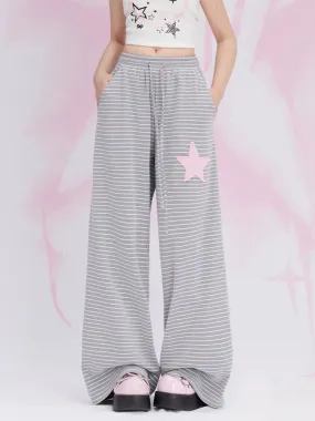 Summer Star Patch Striped Casual Pants