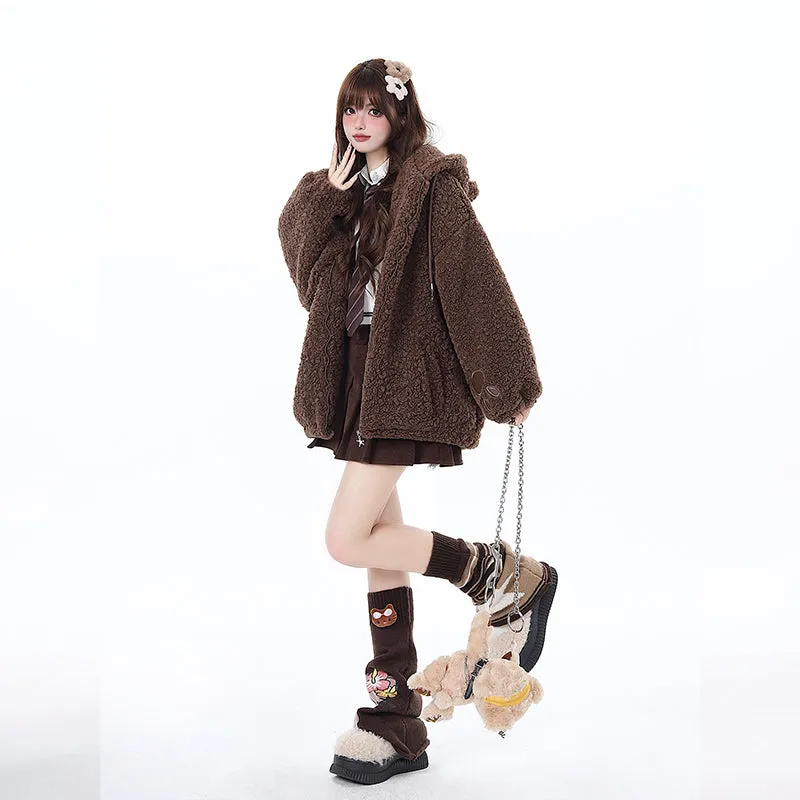 Sweet Cool Girly Style Bear Hooded Coat