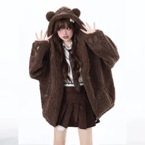 Sweet Cool Girly Style Bear Hooded Coat