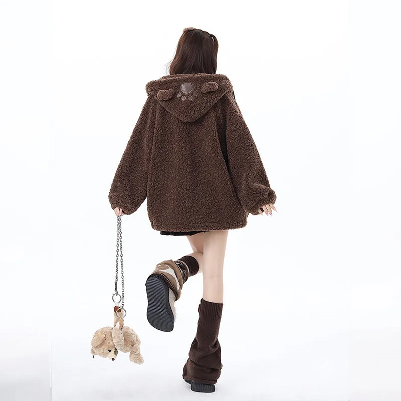 Sweet Cool Girly Style Bear Hooded Coat