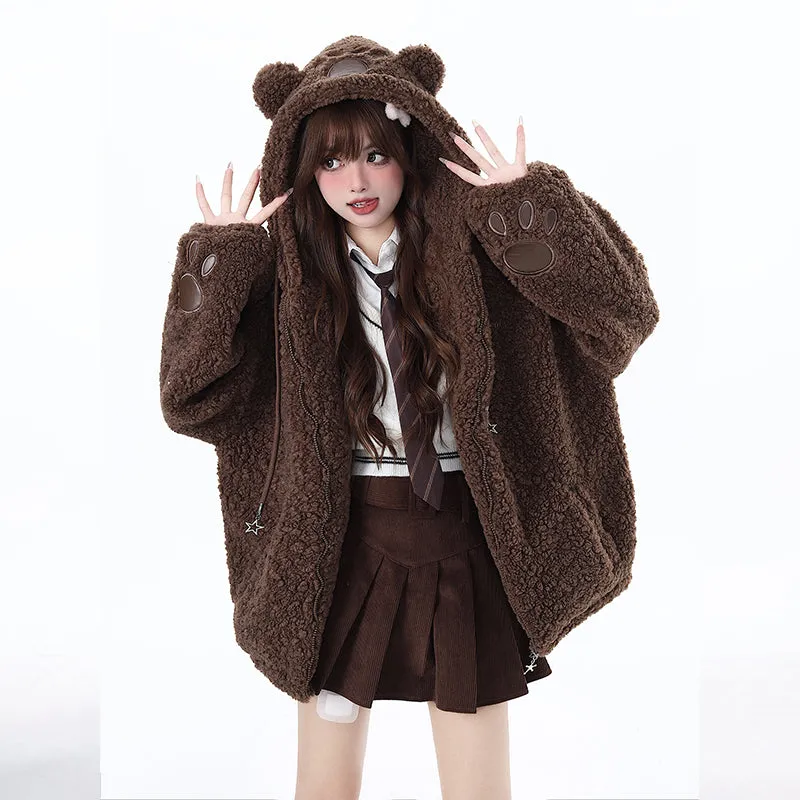 Sweet Cool Girly Style Bear Hooded Coat