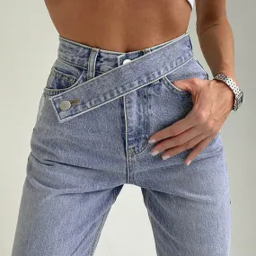 Women's featured sexy waist denim pants