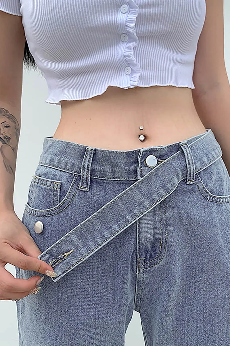 Women's featured sexy waist denim pants