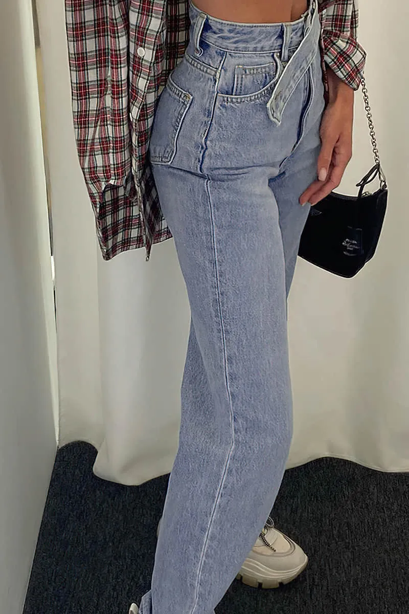 Women's featured sexy waist denim pants