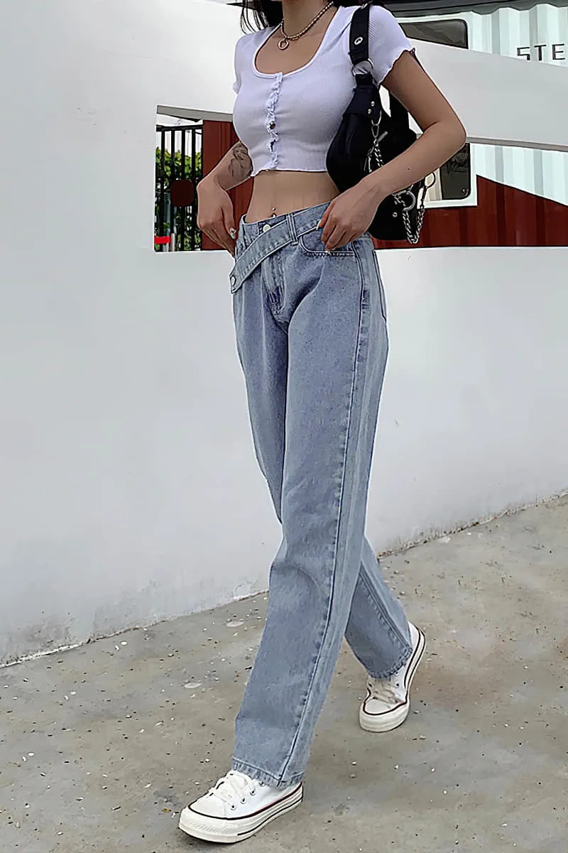 Women's featured sexy waist denim pants