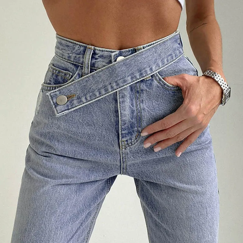 Women's featured sexy waist denim pants