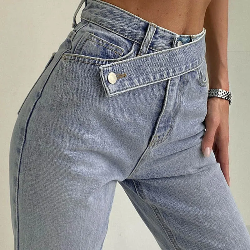 Women's featured sexy waist denim pants
